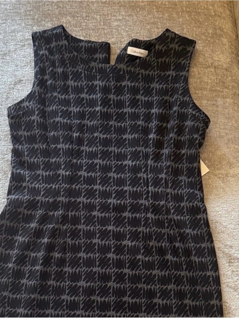 NWT Calvin Klein Black Charcoal Animal Print Sheath Dress Size 10